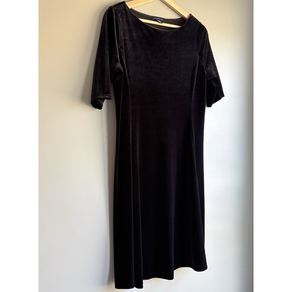 LANDS END Black Velvet Velour Dress Size MP 10-12 Holiday Party Formal Gothic - Picture 12 of 13
